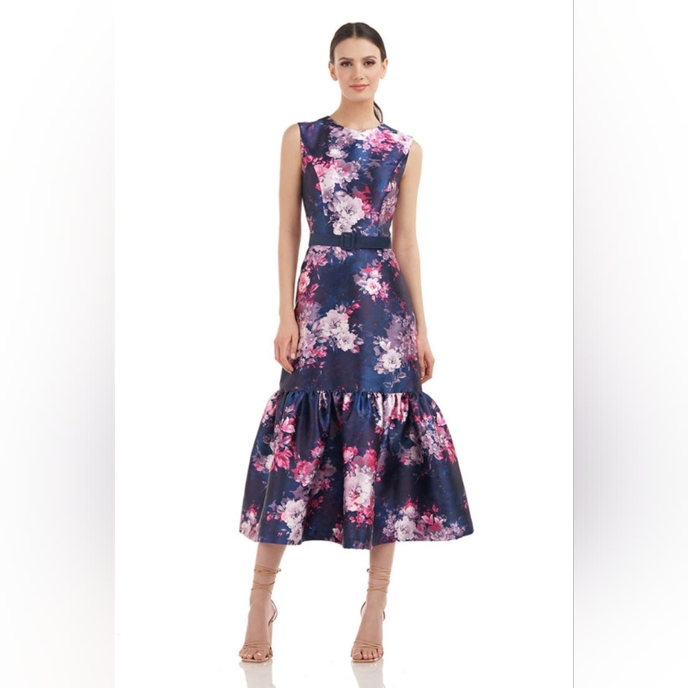 Floral Sleeveless Dress - Blue and Pink